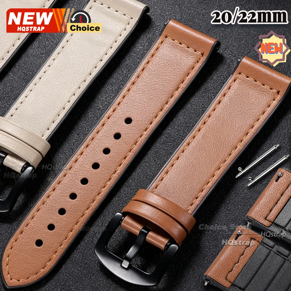 Silikon-Uhrenarmband 20mm 22mm Smartwatch Lederarmband für Samsung Galaxy Armband für Omega für Huawei Uhrenband Schnellverschluss