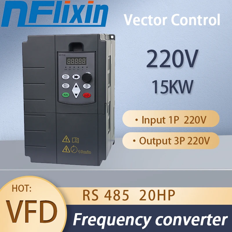 

VFD Inverter 15KW 20HP Frequency Converte1HP110V Input 3P 110V Output CNC Spindle Motor Speed Control