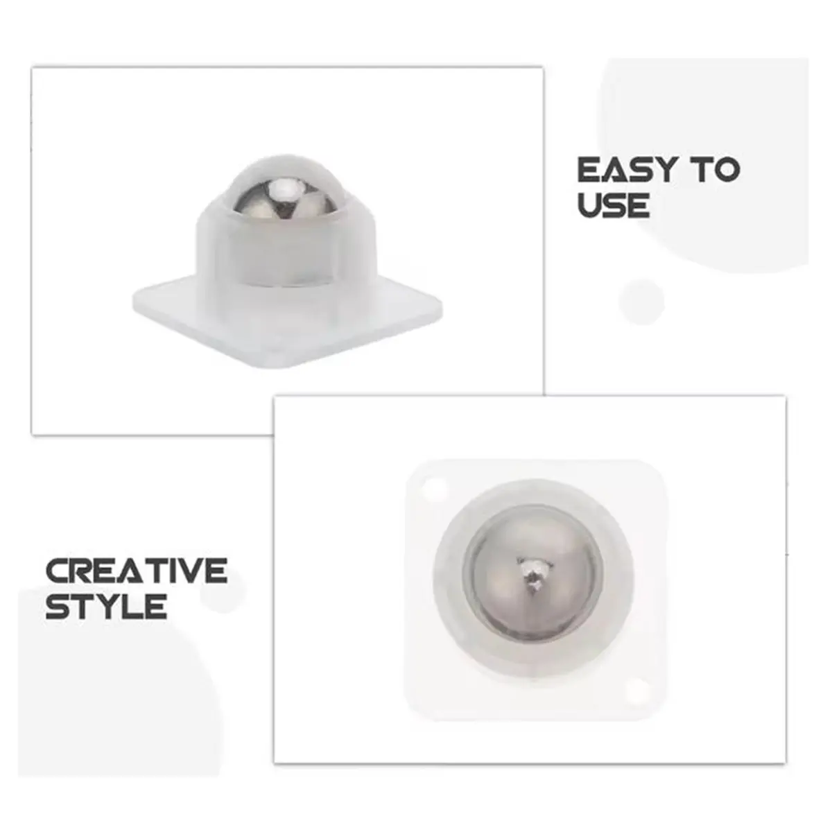 Pack of 8 Self-Adhesive Mini Swivel Ball Casters - 360-Degree Stick-on Furniture Rollers (for Furniture, Storage Bins)