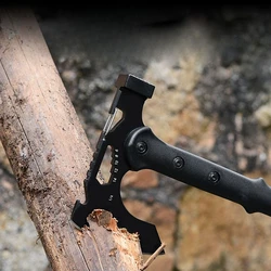 Hacha táctica negra con mango para exteriores, hacha de tala de jungla, hacha de rescate de autodefensa para acampar al aire libre