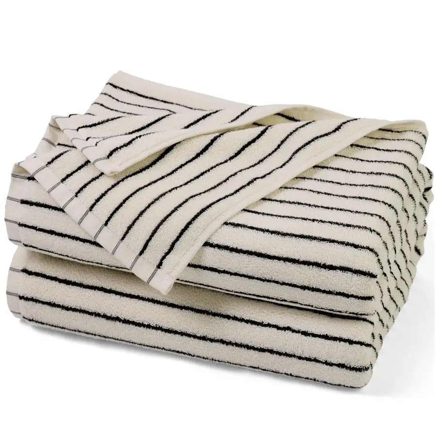 

Black and White Striped Bath Towels Set of 2, Lighter amp Quick Dry Towels Large 27.5 x 55 inches, Farmhouse for Bathroom, Pool,