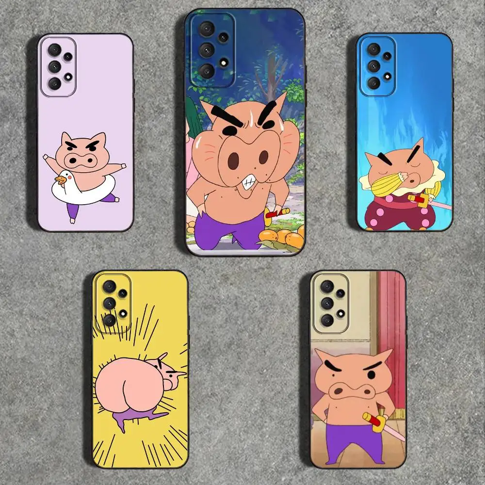 

B-Buriburizaemon-S P-Pig Phone Case For Samsung Galaxy A73,31,32,72,41,53,52,71,22,5G,Note,J7,8,9 Soft Black Cover