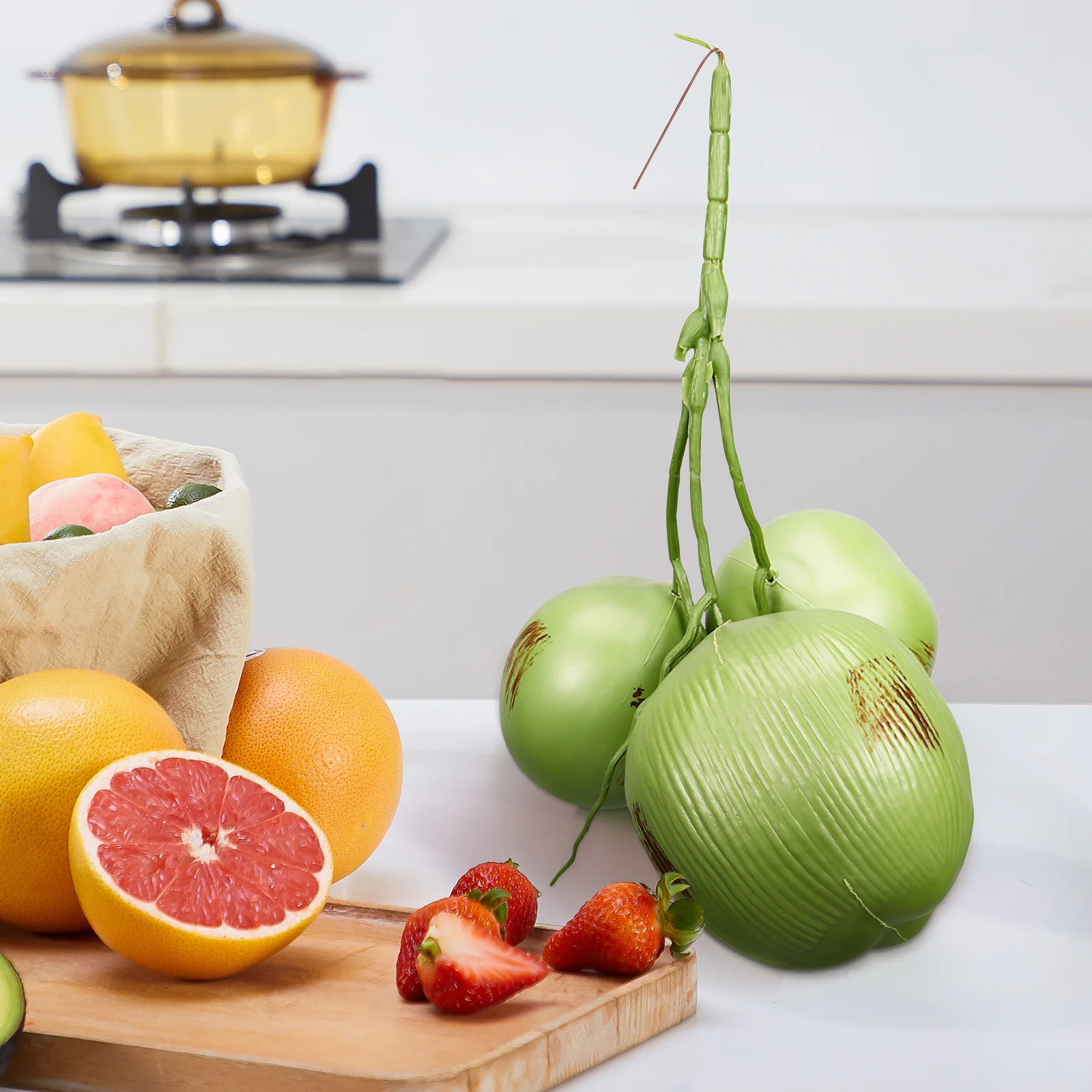 

Artificial Coconuts Fake Fruit Decor For Table Tropical Party Farmhouse Home Decoration Green Photo Props Simulation