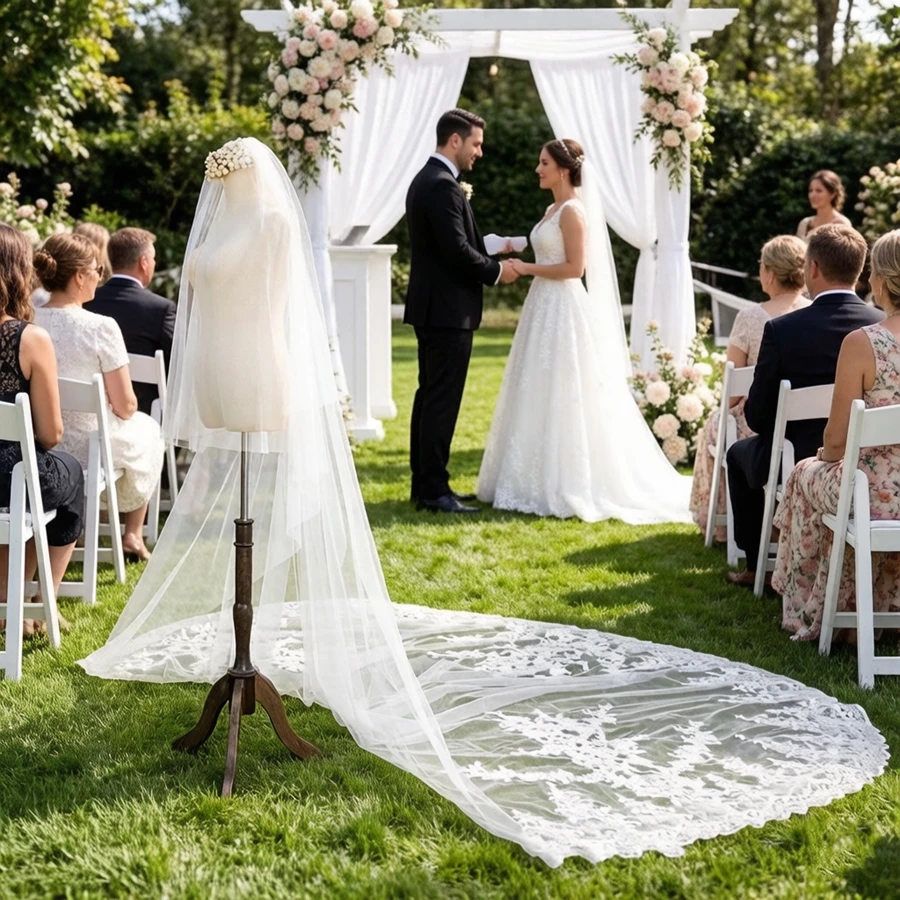 Customized Ivory Cathedral wedding veil Bride wedding accessories Bridal Veils Wedding accessories Lace Appliques velo de novia