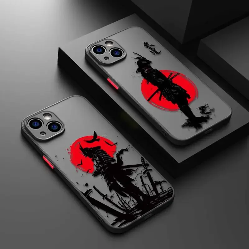 Phone Case For Xiaomi Redmi Note 13 12 11 10 10C 10X 9 9A 9T 9C 8 7 Pro Plus 5G Samurai Martial Arts Matte Transparent Cover