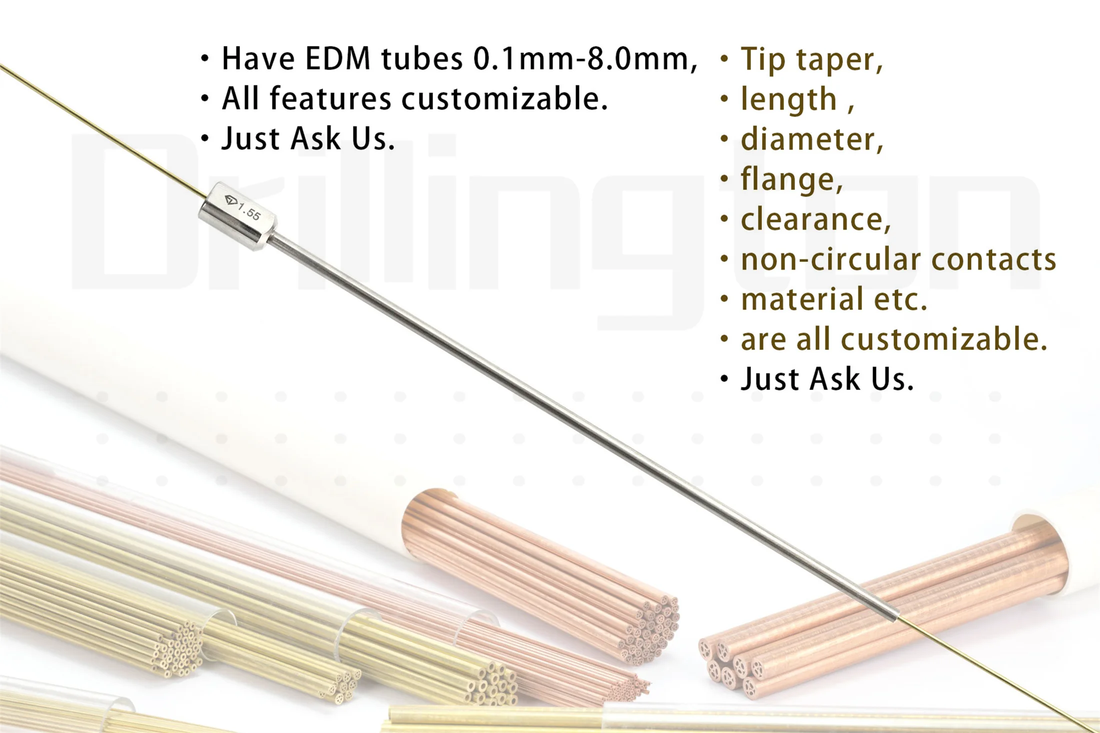 EDM Electrode Guide , 12 x 100 , 0.1 to 3 , Ruby Ceramic , Drill Tube Guides, EDM Electrode Holder for Small Hole Drilling