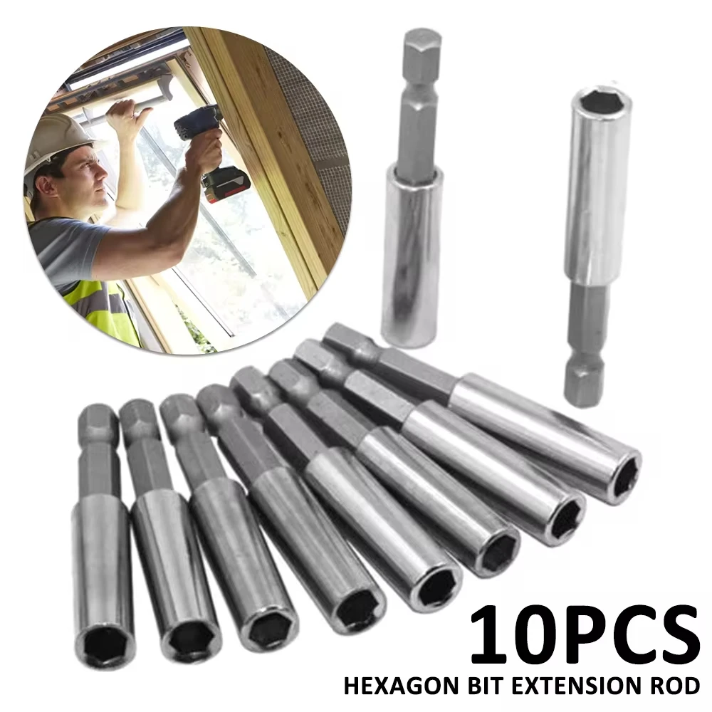 10pcs Magnetic Extension Socket Drill Bit Holder 1/4\