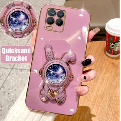 Quicksand Astronaut Plating Phone Holder Case For Oppo Realme 8 Pro 5 5i 6i 8i 9 9i 10 C21 C21Y C25Y C33 C35 C55 Pro Stand Cover