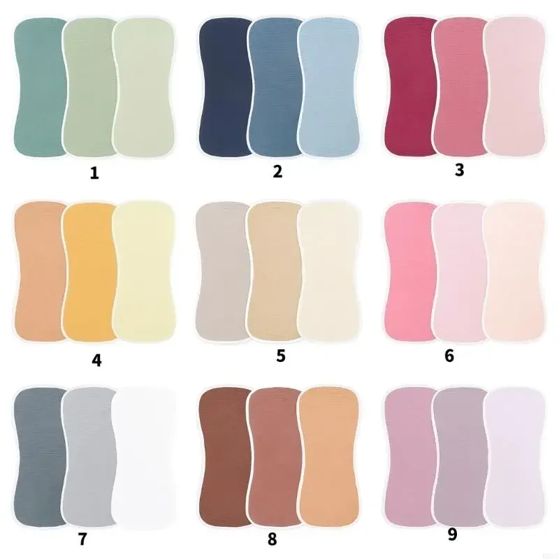 

D08C Set of 3pcs Color Baby Burp Cloth for Newborns and Infants Soft Absorbent Cotton Drooling Towel Unisex Design