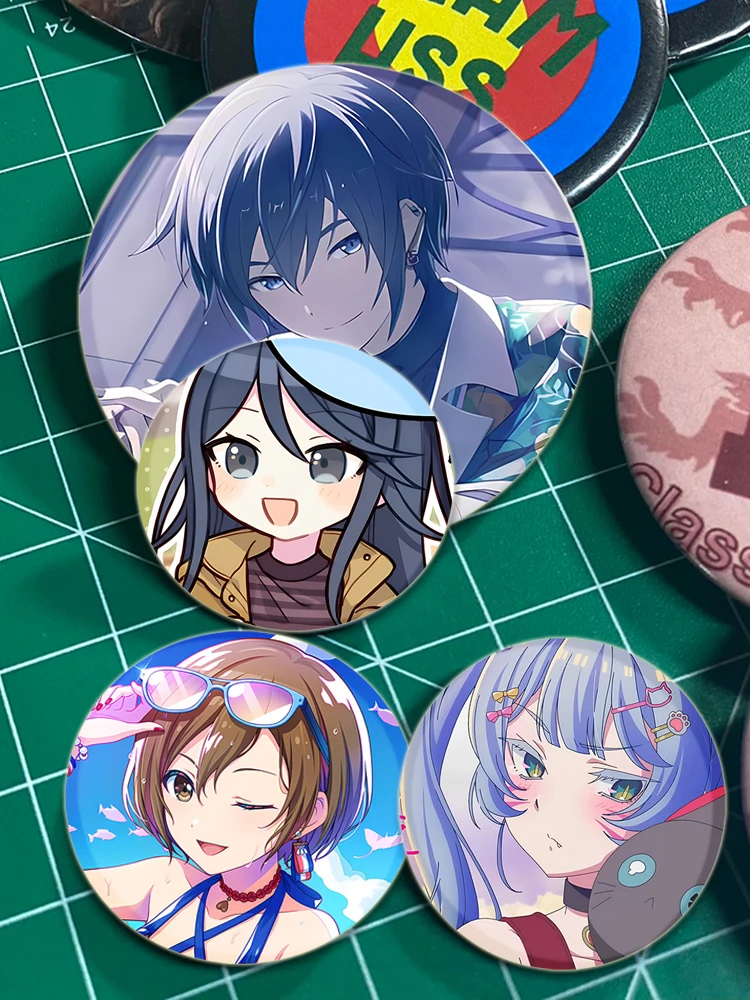 58mm Anime Figure Lapel Pins Project SEKAI Wonderlands×Showtime Kamishiro Rui Badge Brooch on Backpack Decoration Fans Gifts