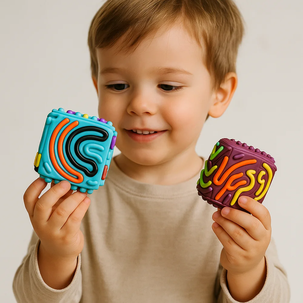 

Multi-faceted Sensory Activity Board 3D Stereoscopic Relieve Stress Fidget Toys Rainbow Color DIY Design Decompression Board
