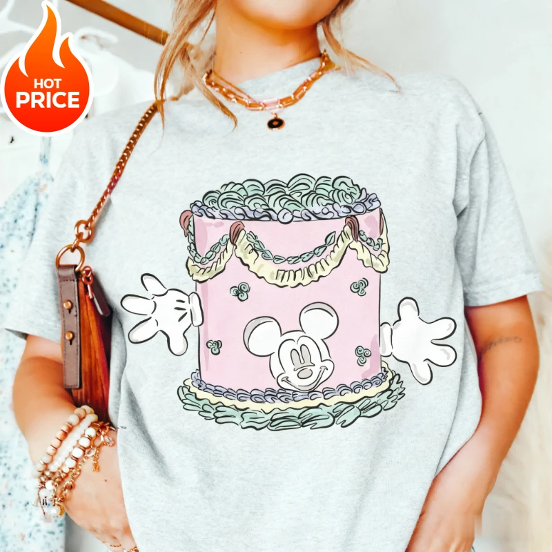 ديزني ميكي ماوس 2026 صبي فتاة تيشيرت صيفي الأسرة الوالدين والطفل ارتداء المتضخم عادية الرجال النساء قصيرة الأكمام تي شيرت Y2k #4