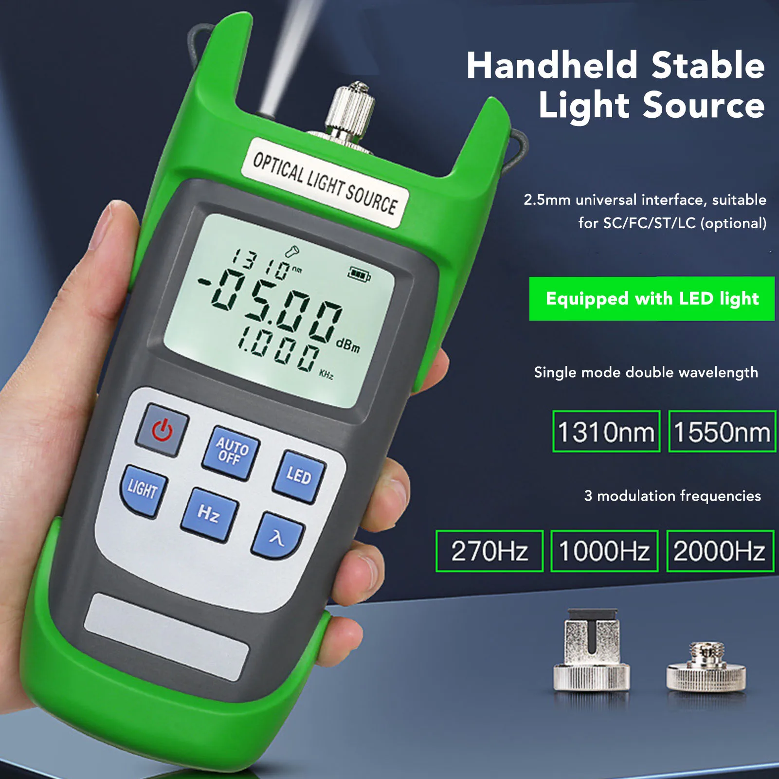 Optical Power Meter High  Rechargeable Optical Light Source 2.5mm  Interface with LED Light for Line Inspection