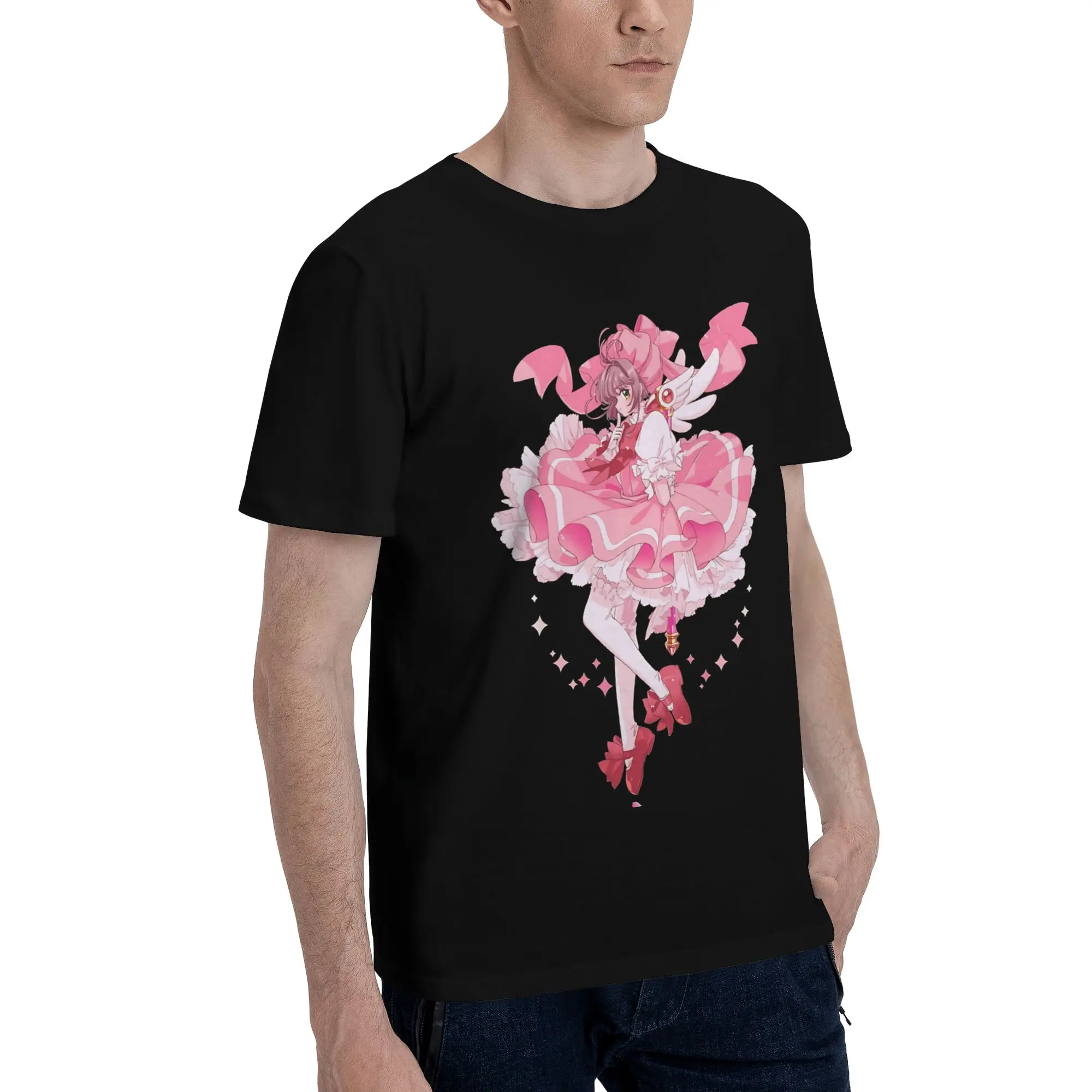 Kawaii Funny 100% Cotton T-Shirt Bandai Cardcaptor Sakura Tops Tees For Men