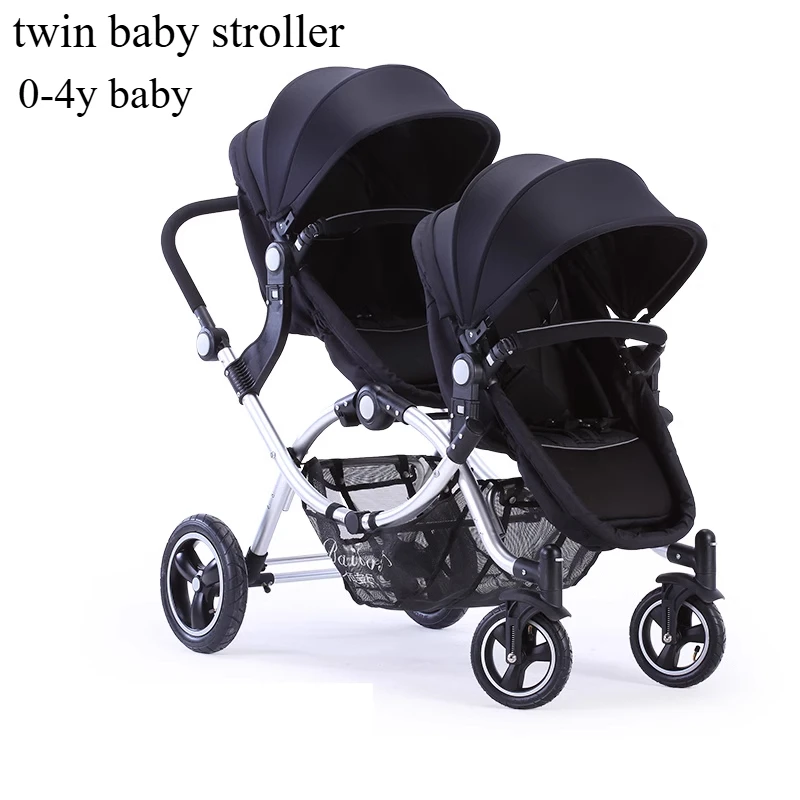 Twin double cart stroller shell-shaped awning front and rear can sit and lie down portable and convenient for travel