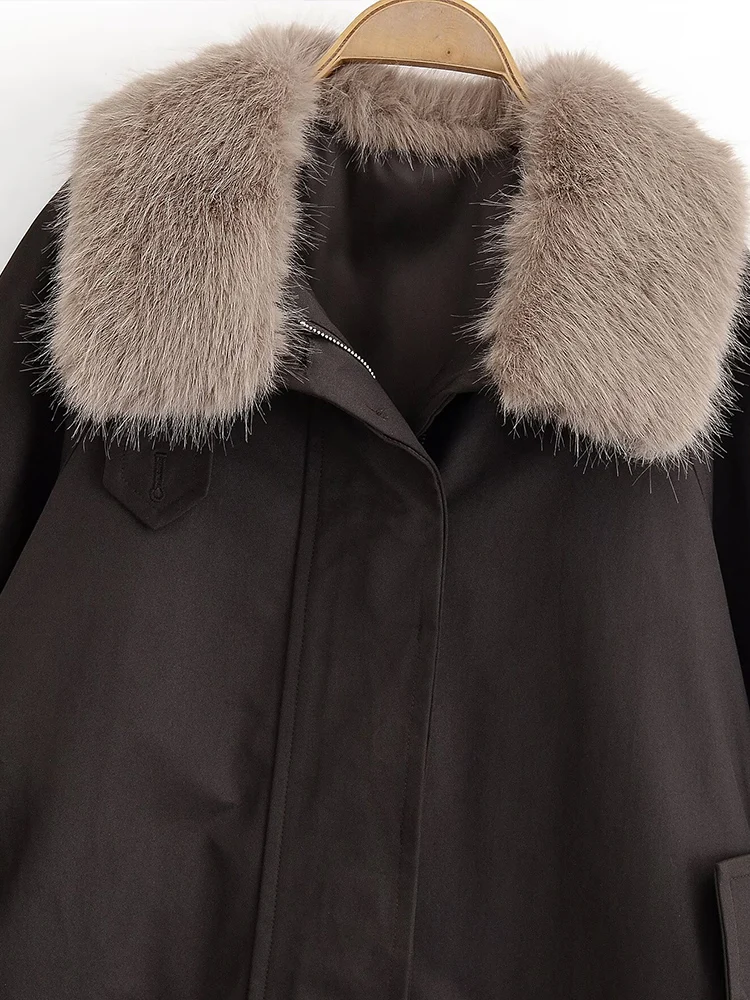 

Women's clothing loose versatile lapel waterproof parka jacket European and American style 2025 autumn and winter new arrivals