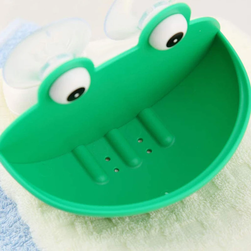 Creative Frog Soapbox Soap Holder Suction Cup Durable Shower Wall Bathroom Soap Drain Water Case For Dishes Pads Soap Container