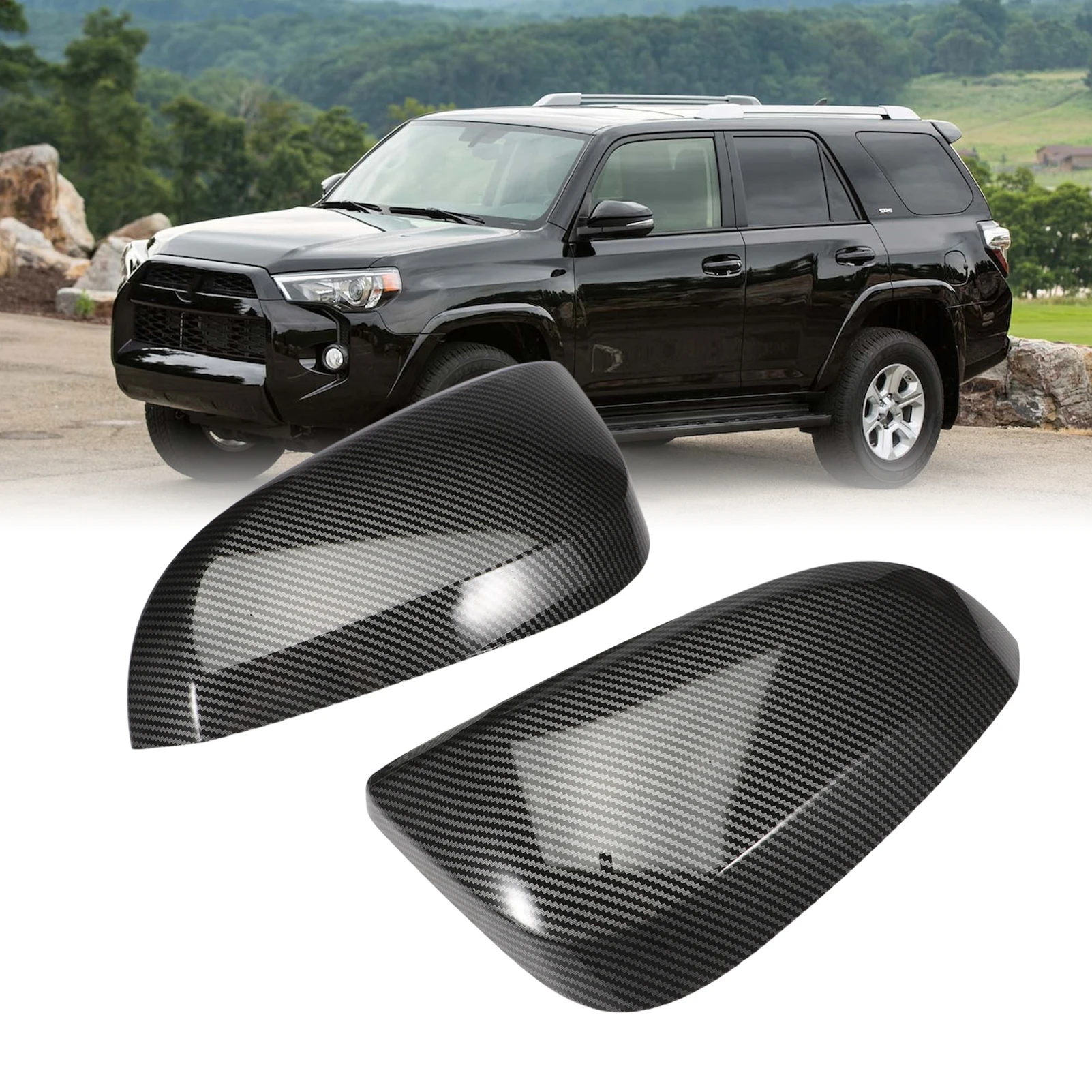 

2 шт., накладки на боковые зеркала заднего вида из углеродного волокна для oyota 4runner 2017-2023/ Highlander 2014-2019/ RAV4 2014-2019