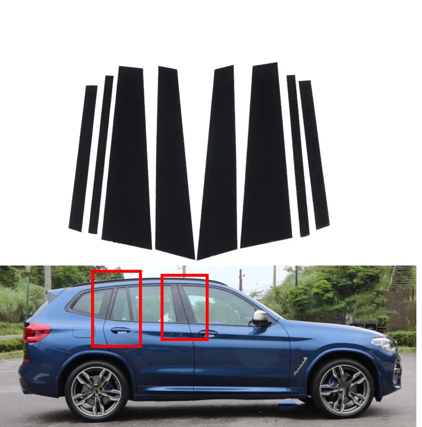 

8PCS Glossy Black Pillar Posts For BMW X3 G01 2018 2019 2020 2021 2022 Door Window Trim Stickers