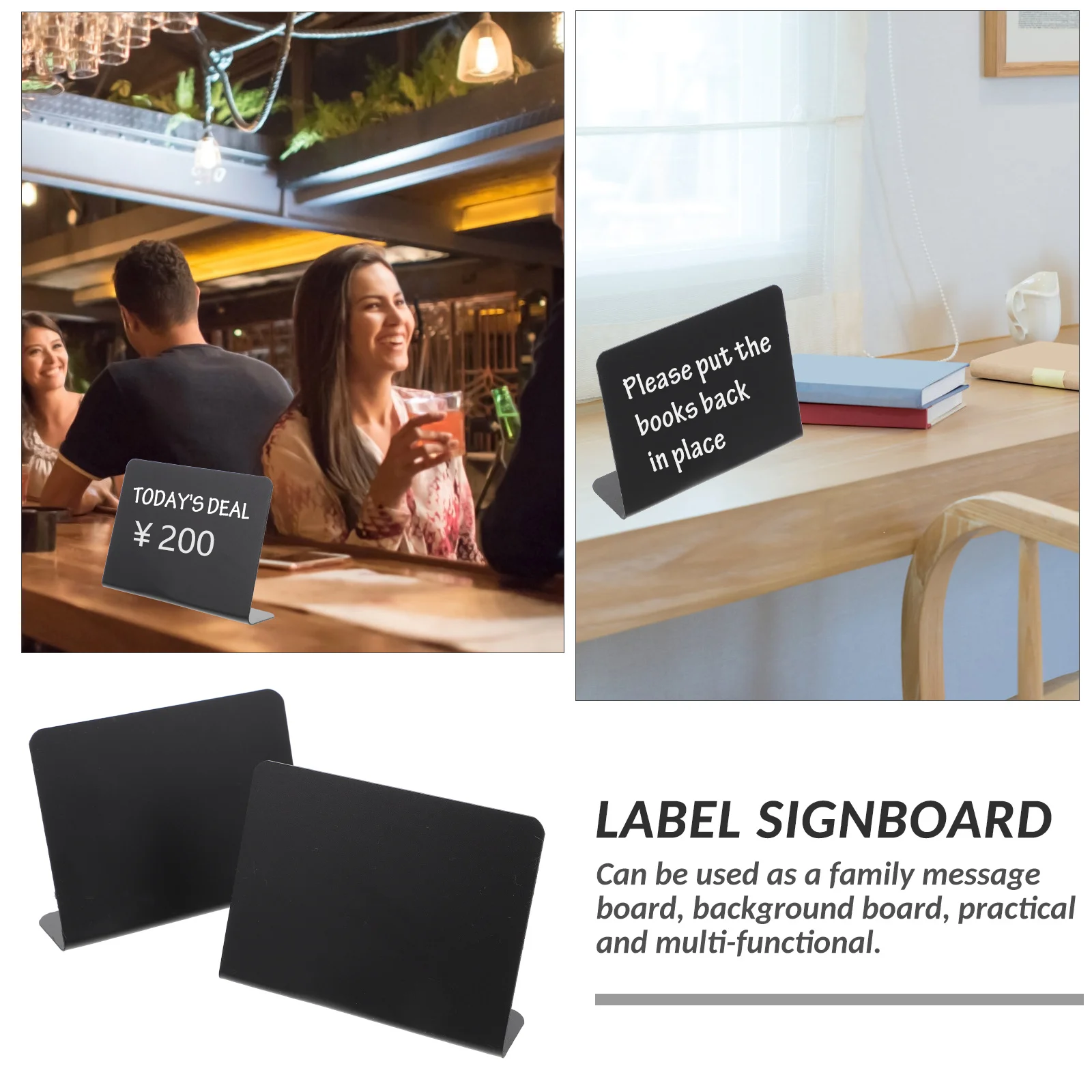 

16 Pcs Rewritable Small Blackboard Chalkboard Signs Tabletop Menu Plastic