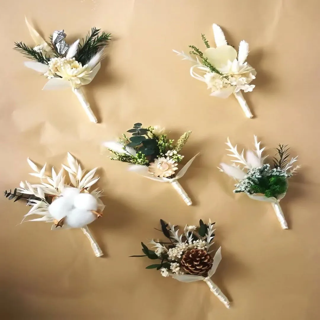 6PC Wedding Dried Flower Crafts Mini Small Bouquet Fresh Preserved Eucalyptus Decorative Photography Photo Home Decor Party Gift