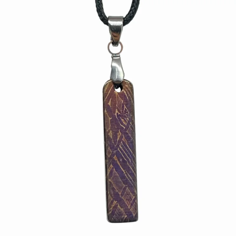 Muonionalusta Iron Meteorite Necklace Bar Shape Meteorite Slice Pendant Hand Finished Cosmic Rock Specimen Jewelry LK632