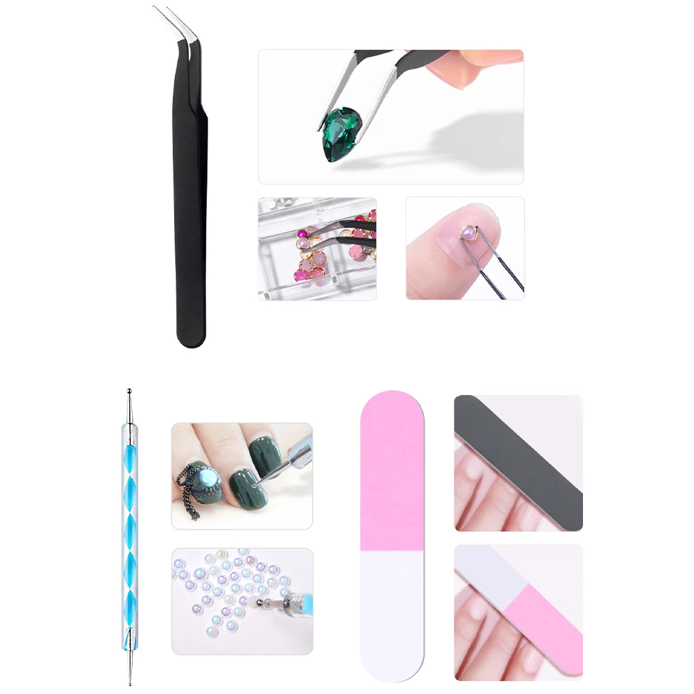 YIKOOLIN strumenti per attrezzature per Nail Art trapano per unghie Manicure levigatrice elettrica per unghie con lampada a Led Uv parti per unghie Charm strass di cristallo