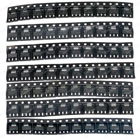 70pcs AMS1117-ADJ 1.2V 1.5V 1.8V 2.5V 3.3V 5V SOT-223 Low Voltage Regulator SMD Transistor Mixed Kit Box Triode DIY Set Pack