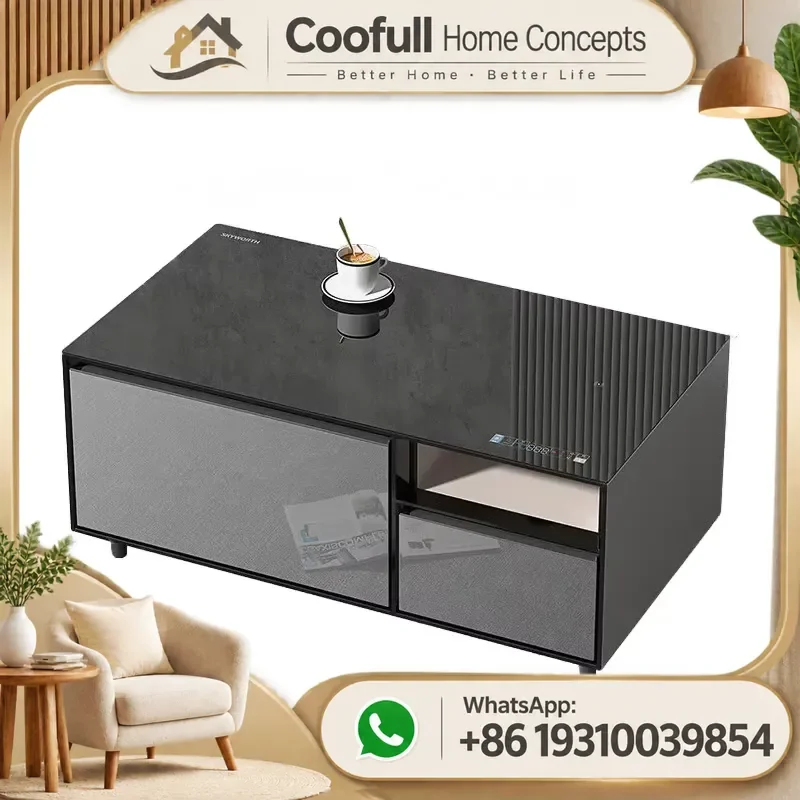 Smart Coffee Table Fridge With Wireless Charging Built In Speaker Cooling Center For Living Room Home Office Furniture