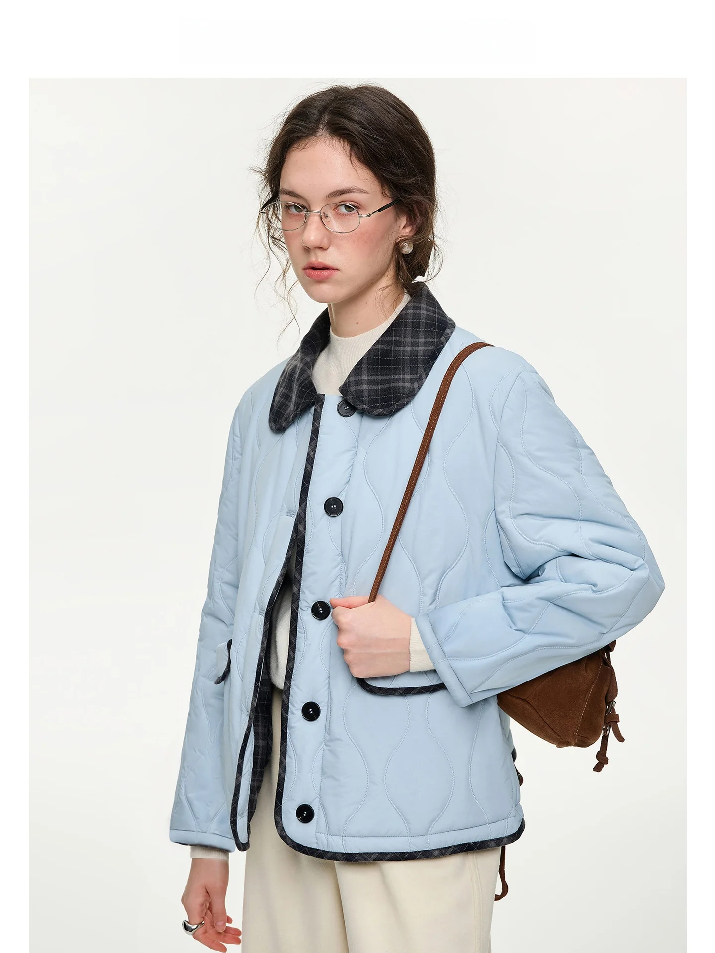 

Женская хлопковая куртка VEGA CHANG в клетку, синяя, 2025, новая зимняя коллекция, для повседневной носки, универсальная, теплая, прямого кроя, с длинными рукавами, стандартный размер L