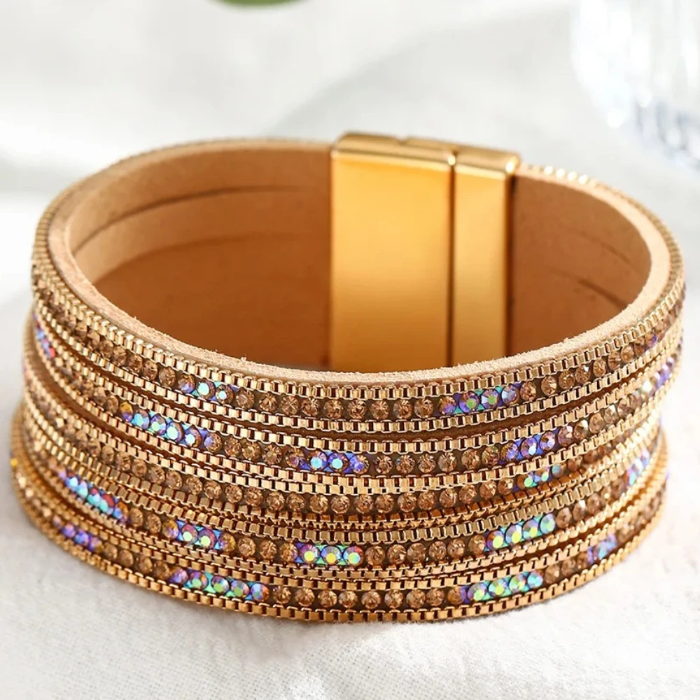 Fashion Wide Edge Multi Layer Bracelets Advanced Women's Retro Leather Weaving Bracelet Wristband Party Jewelry