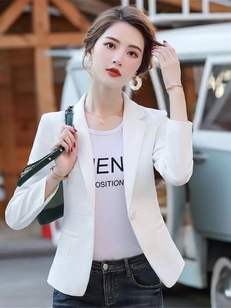 بدلة نسائية قابلة للتنفس بقصة ضيقة من Jaet غير رسمية متعددة الاستخدامات كورية Sle لربيع وخريف 2023 وصلت حديثًا بلوزة Ele #1