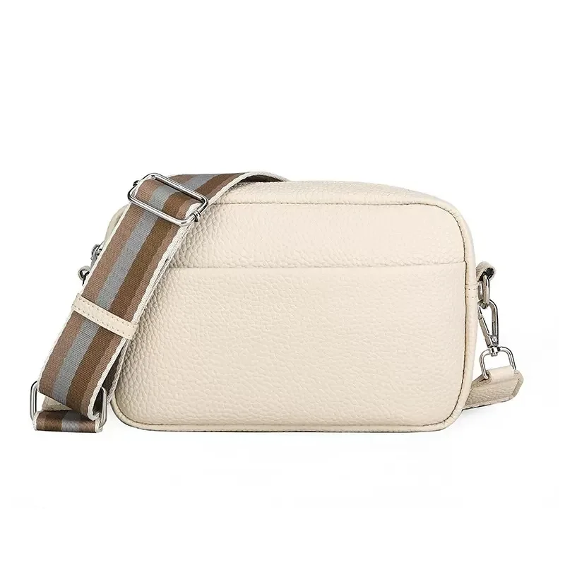 Vento Marea-Bolso cruzado pequeño para mujer, bandolera blanca suave de cuero Pu con correa ancha para el hombro, informal, novedad de verano 2023