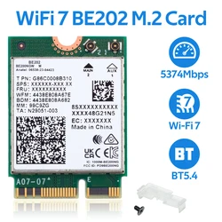 New WiFi 7 for Intel BE202 Network Card Bluetooth 5.4 Tri Band 2.4G/5G/6GHz 5374Mbps BE202NGW M.2 Wireless Wi Fi 7 Adapter