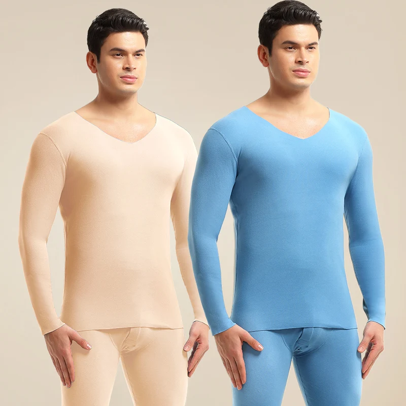 

Men's thermal underwear set with fleece and thickened, long Johns and long pants as base, basic, seamless cotton sweater and thr