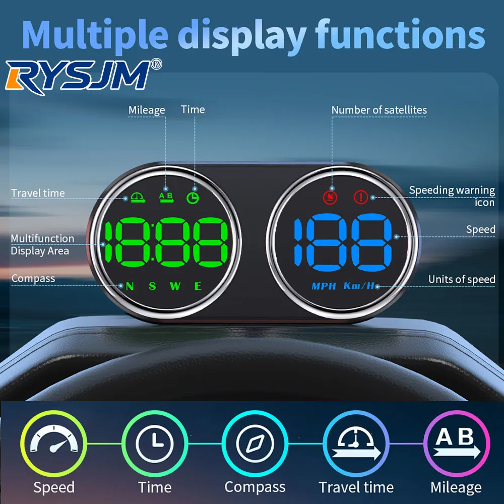 Neues G28 GPS HUD Head-Up-Display Digitaler Tachometer KMH MPH Zeit Kompass Umgebungsbeleuchtung Auto-Elektronikzubehör für alle Autos