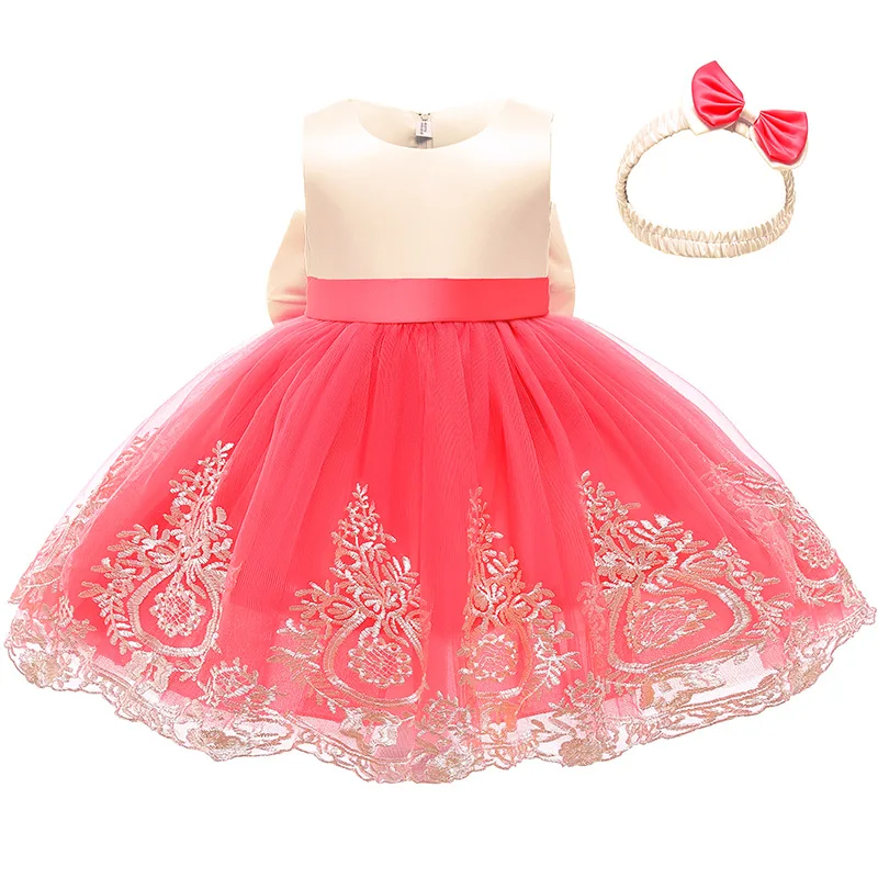 Vestido de princesa de flores para niñas, vestidos de dama de honor de fiesta de cumpleaños de lujo para niños, ropa de mano con lazo, disfraz para niños