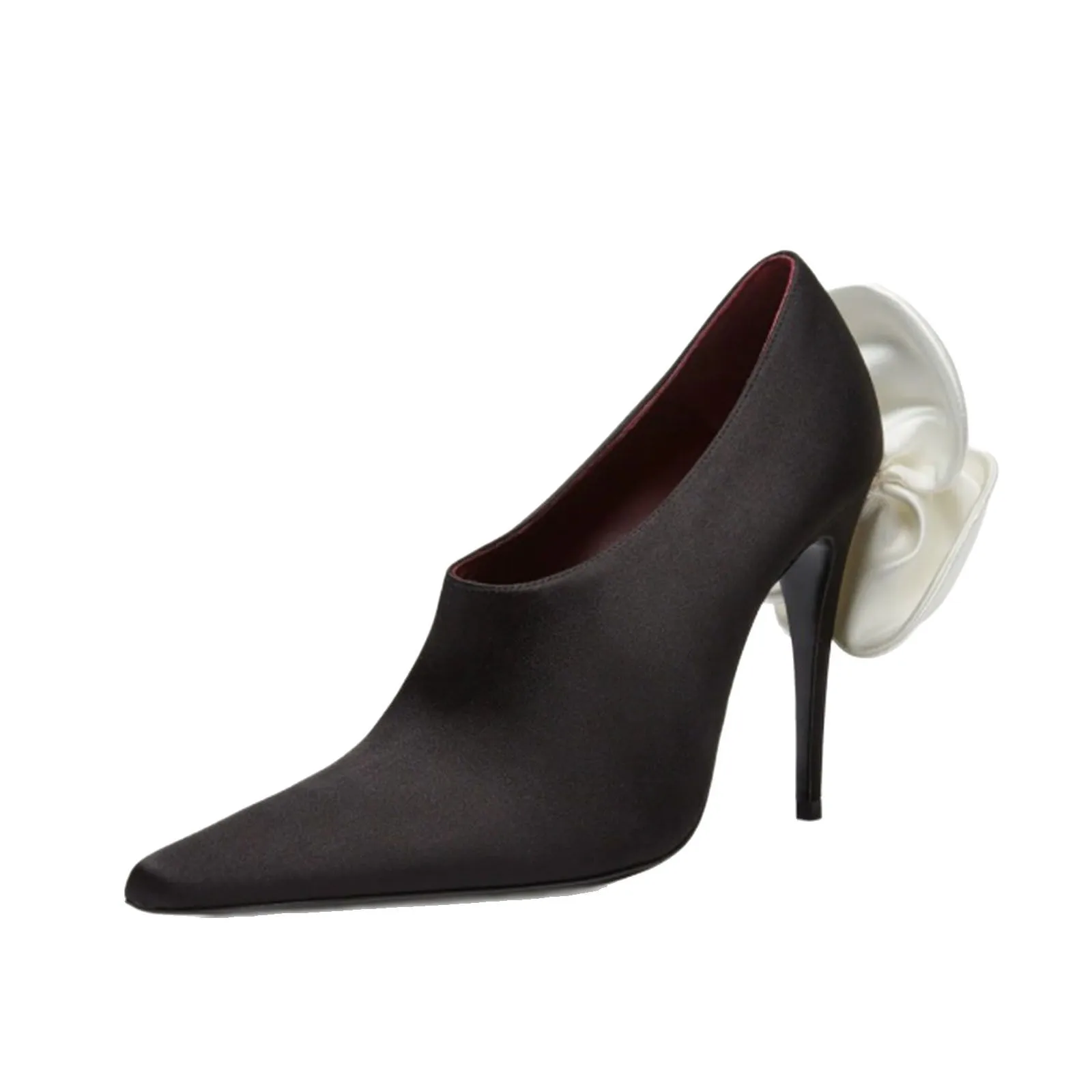 2025 الربيع أشار تو سوبر عالية الكعب زهرة حذاء من الجلد مختلط الألوان خنجر سحب على الساتان الأحذية الحديثة #6