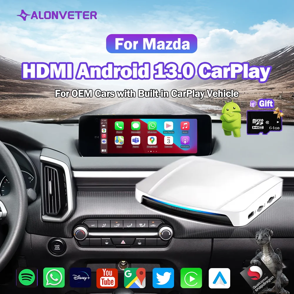 

Android 13.0 System Wireless CarPlay Ai Box CarlinKit UHD HDMI Wireless Android Auto TV Video Box Car Streaming Box For Mazda