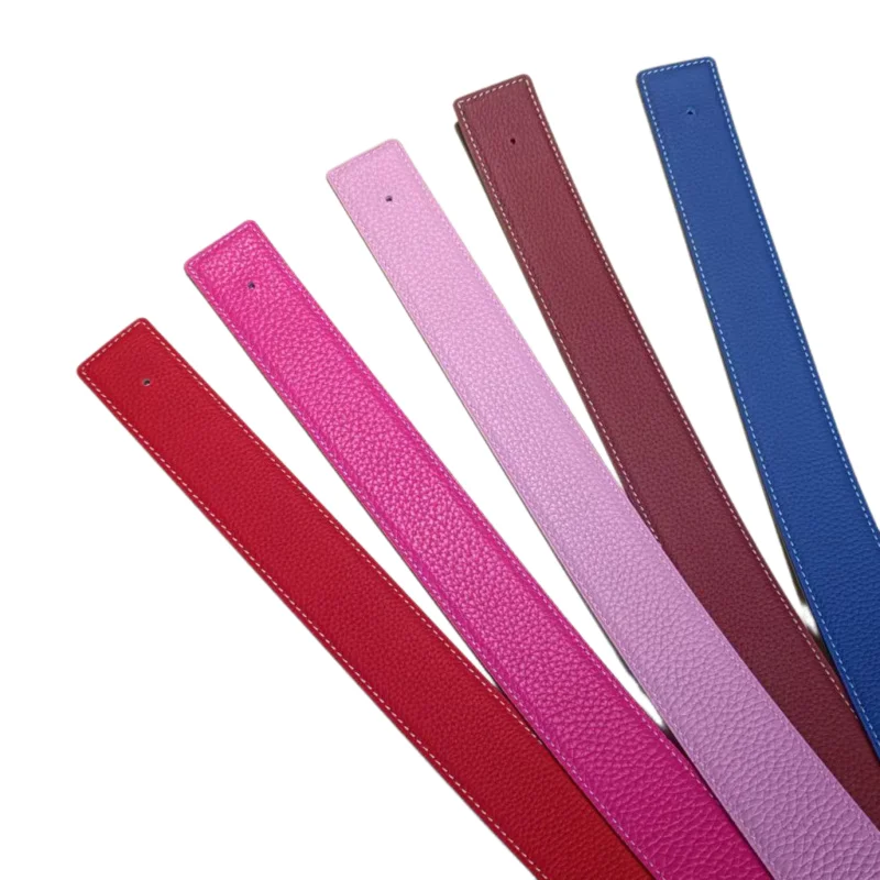 3.8cm Genuine Leather Belt for Men & Women, Lychee Grain, Smooth Pin Buckle, Double-Sided, Stainless Steel, Wide Durable Strap