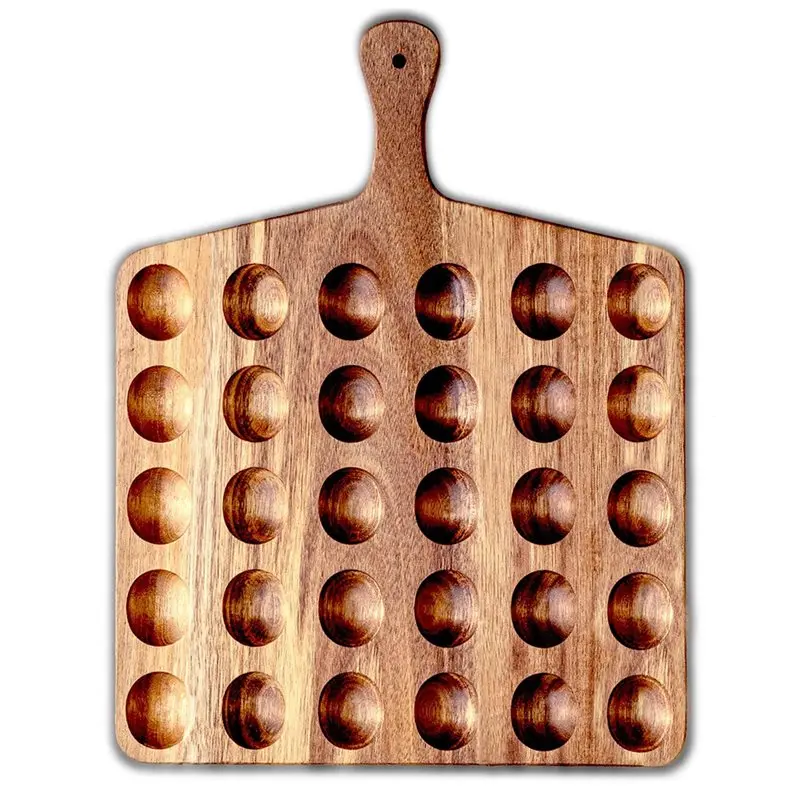 Plato cuadrado multiusos para huevos de madera, bandeja para huevos y tabla de charcutería con 30 agujeros para tablas de queso para encimera de cocina