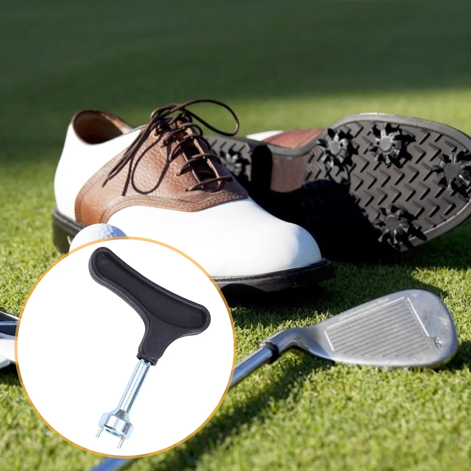 

Набор профессиональных инструментов для быстрой замены шипов на обуви для гольфа: черный, сверхпрочный ключ, удобный и портативный.