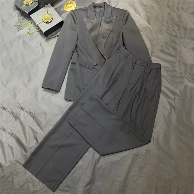 Women's jacket New double breasted women's suit jacket for autumn 2026 Striped slim fit lapel women's coat y2k women's blazer
