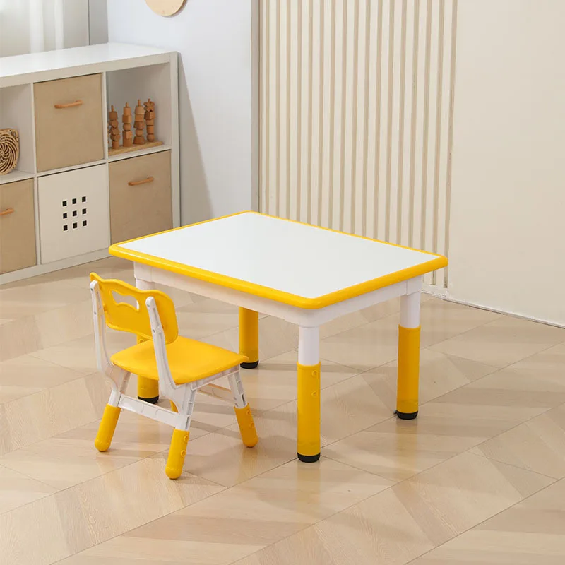 Blue rectangular children's activity table Durable PE plastic children's study table Suitable for preschool school furniture