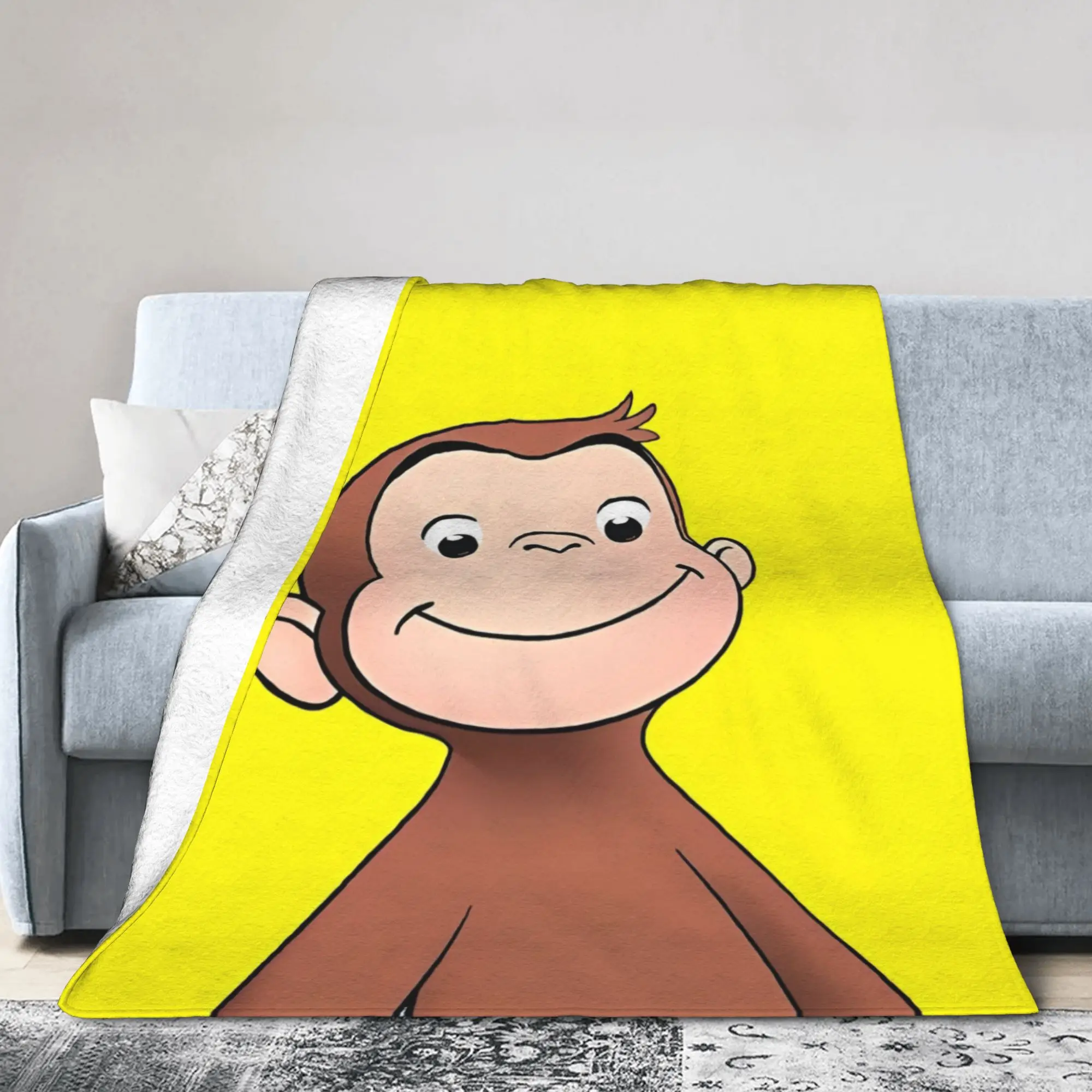 Curious Monkey Georges Cartoon Velvet Throw Blankets TV Series for Bedding Knitted Blanket Office Warm Portable Quilt
