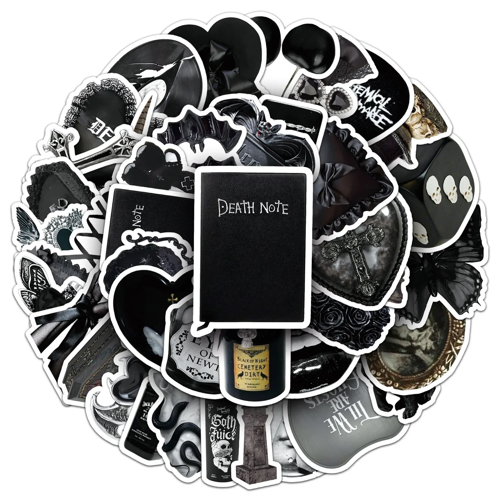 

50PCS Dark Gothic Style Graffiti Stickers Decorative Handbooks Phone Cases Water Cups DIY Personalized Waterproof Stickers Toys