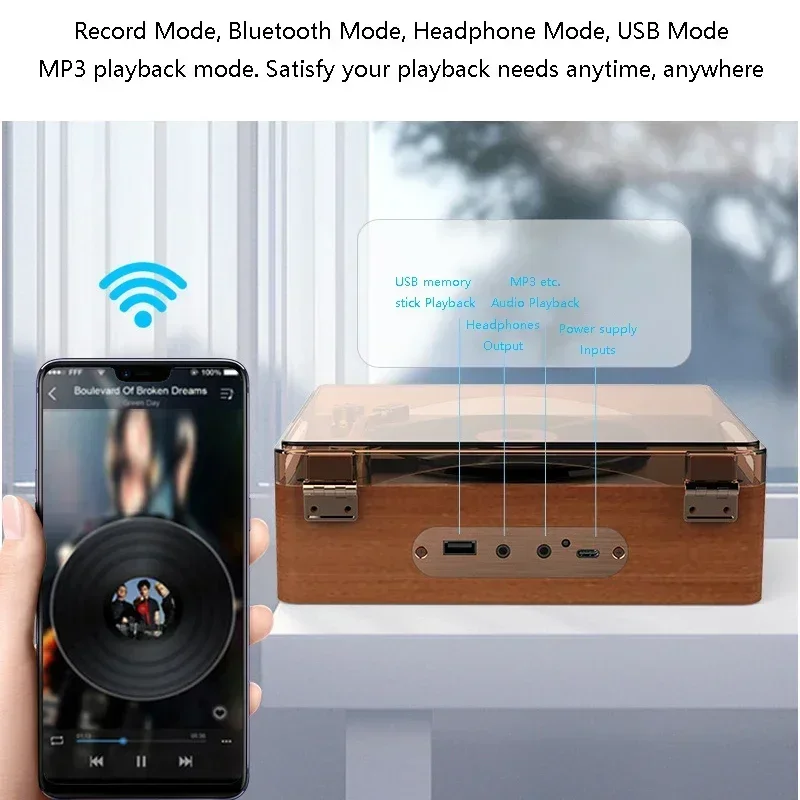 Rechargeable Built-in Speaker HIFI Music Player USB Lossless Playback  cd player Retro CD Player Bluetooth 5.0