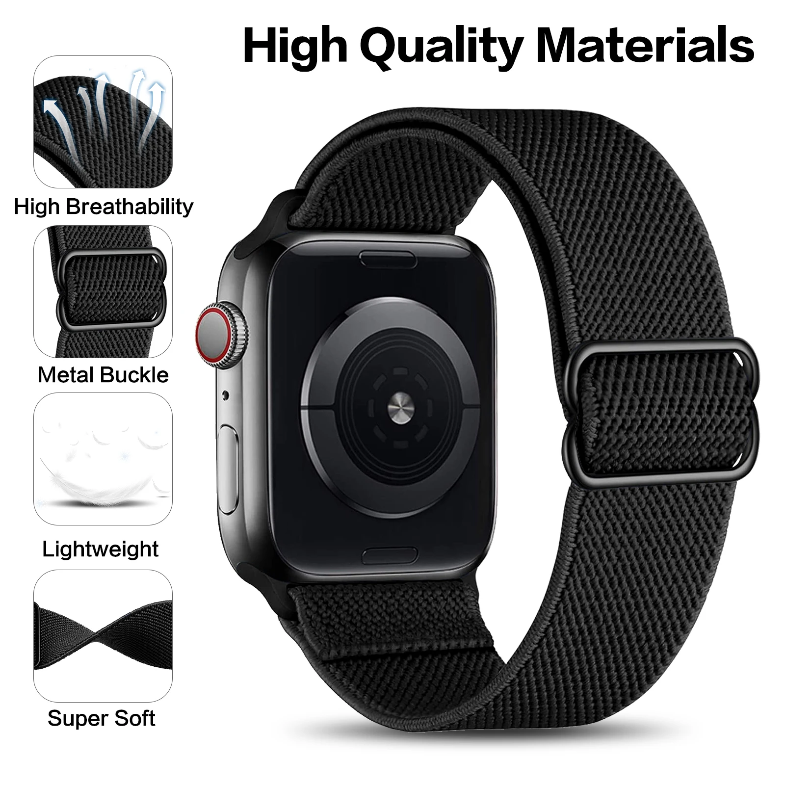 YAYUU 애플 워치 시리즈 10/9/8/7/6/5/4/3/2/1 SE/울트라 1 2 스마트 밴드 스트레치 나일론 스트랩 38-49mm