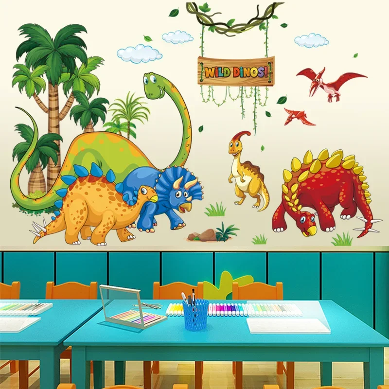 New Dinosaur Letters Forest Animals Wall Decals Living Room Bedroom Children's Room Self-adhesive Decorative Wall Stickers