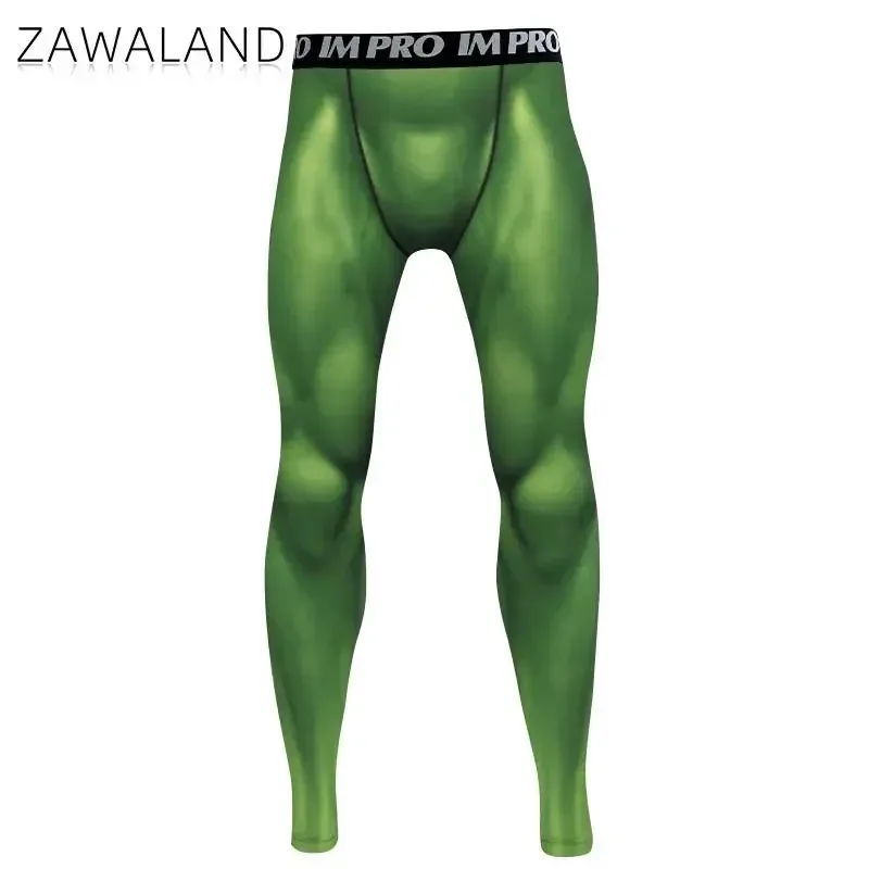 Zawaland أداء الهالوين خارقة تأثيري هالك ضغط الجوارب الرجال العضلات طباعة السراويل تجريب اللياقة البدنية بنطلون CNRJU56 #4